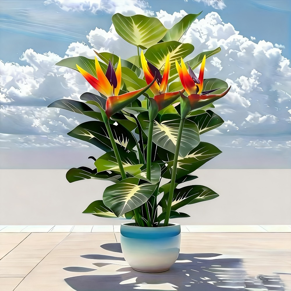 Home Office Call Center - Artificial Bird of Paradise and Pothos