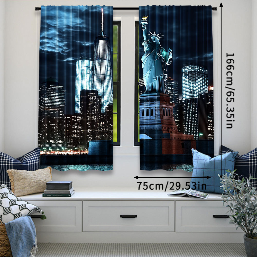 2Pcs Statue Of Liberty Curtain - đánh giá và giá Home Office York