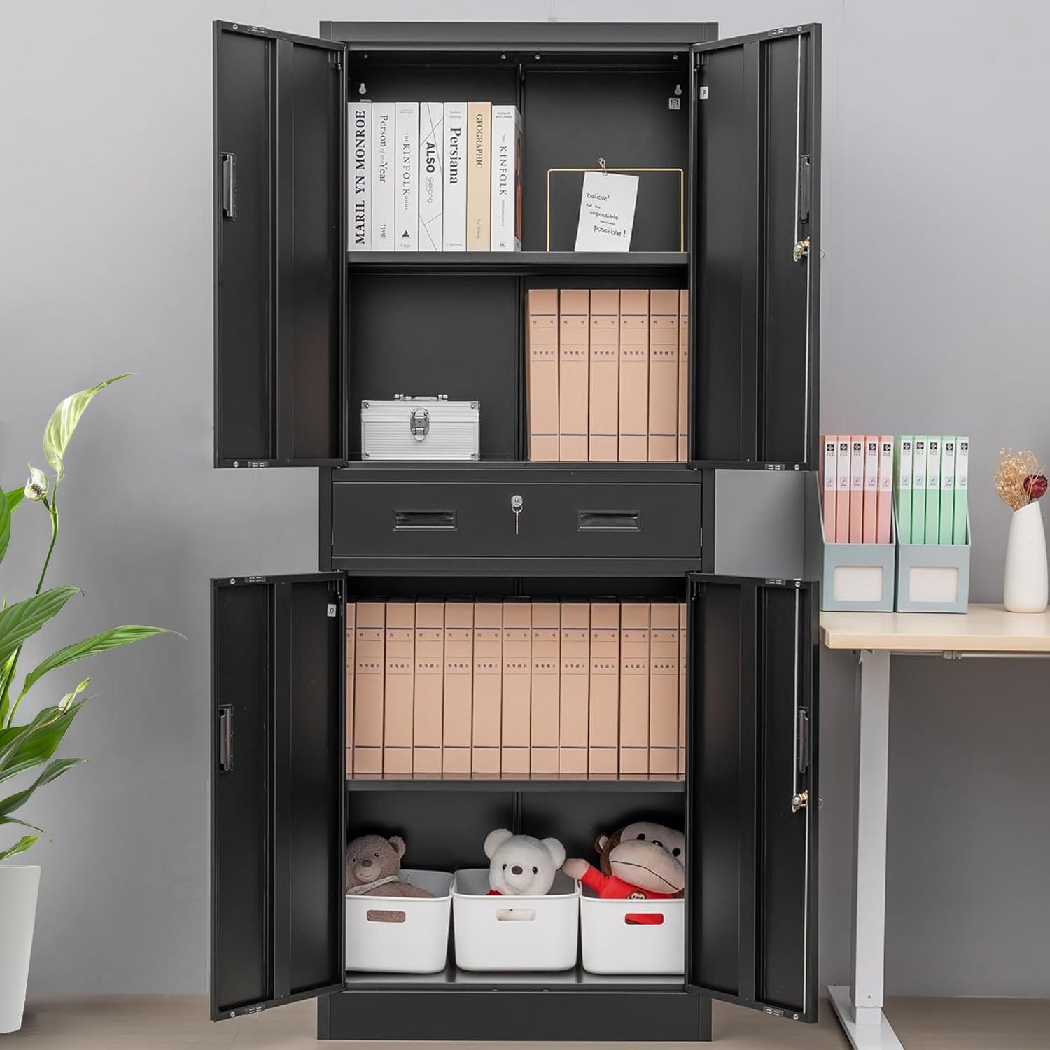 Tall Metal Storage Cabinet Wit - đánh giá và giá Home Office Kitchen
