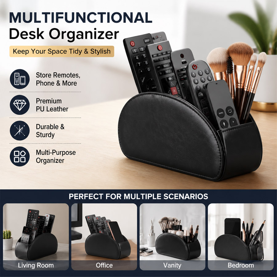 1Pc 5 Grid PU Leather Desktop  - đánh giá và giá Home Office Call Center