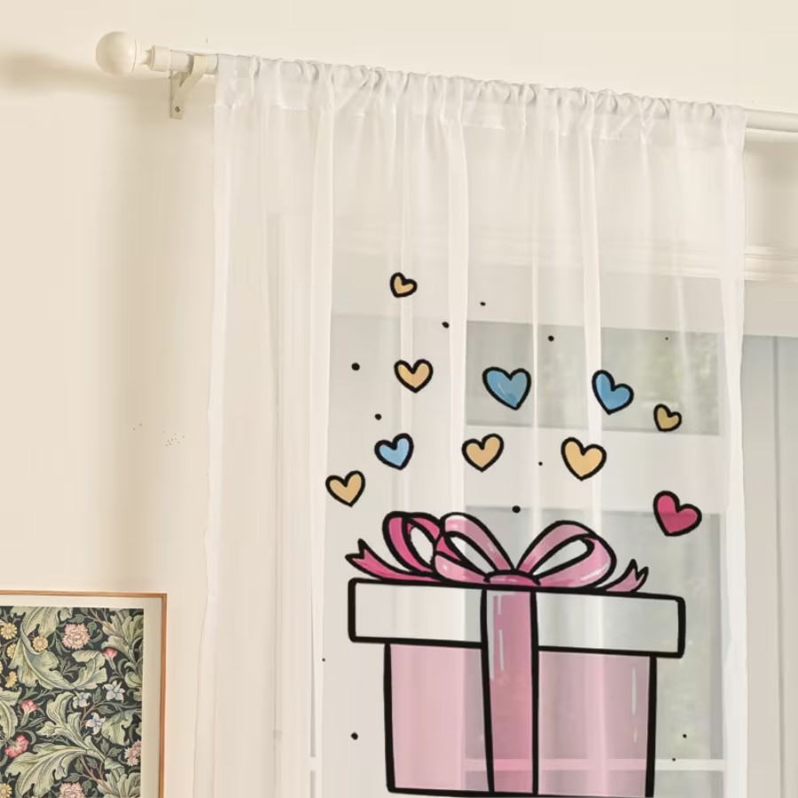 2PCS Digital Print Sheer Curta - đánh giá và giá Home Office Box